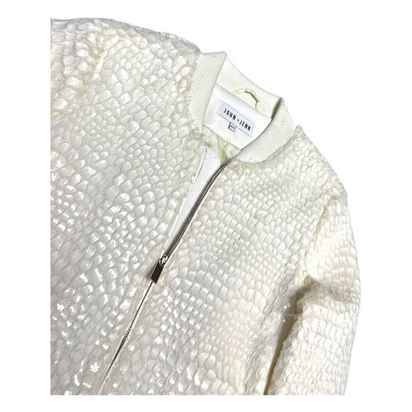 JOHN + JENN Faux Fur Scaled Luxury Designer Bomber Jacket Womens XS - Picture 2 of 6
